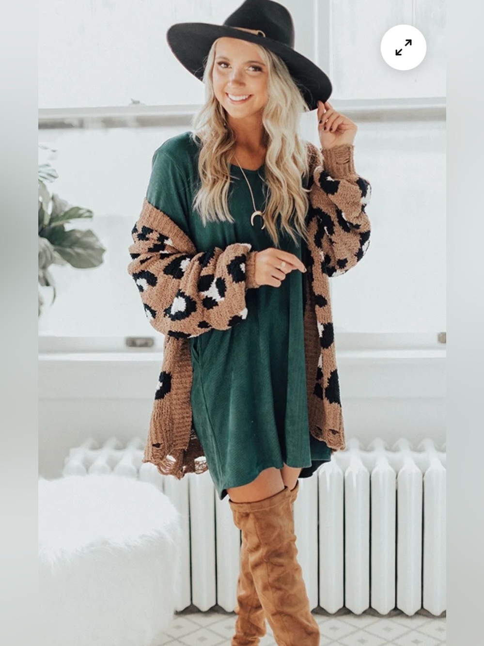 NEW IN LEOPARD PRINT DISTRESSED CARDIGAN (MOCHA) - Picture 2 of 12